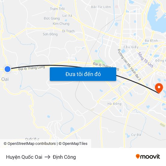 Huyện Quốc Oai to Định Công map