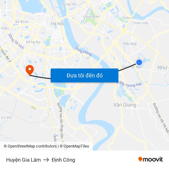 Huyện Gia Lâm to Định Công map