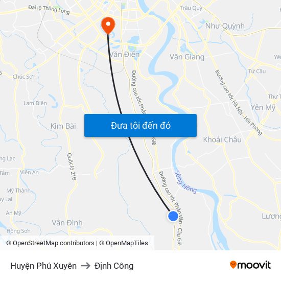 Huyện Phú Xuyên to Định Công map