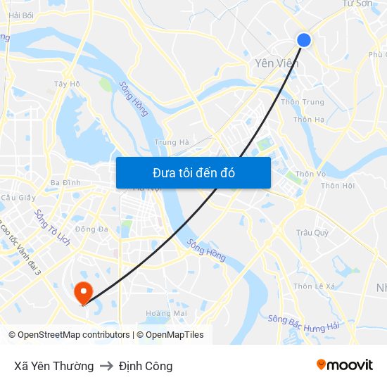 Xã Yên Thường to Định Công map