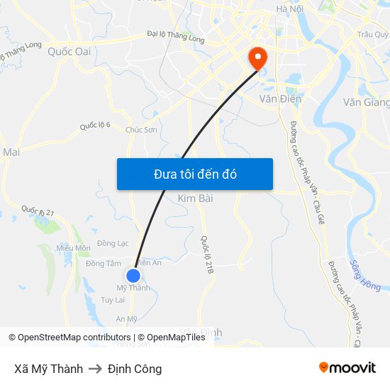 Xã Mỹ Thành to Định Công map