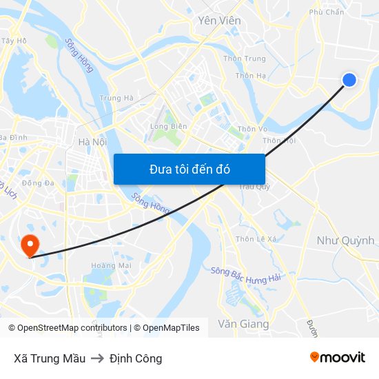 Xã Trung Mầu to Định Công map