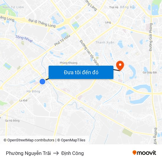 Phường Nguyễn Trãi to Định Công map