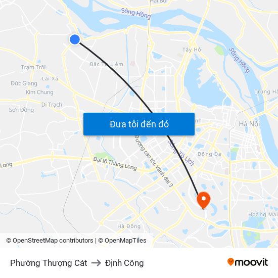 Phường Thượng Cát to Định Công map