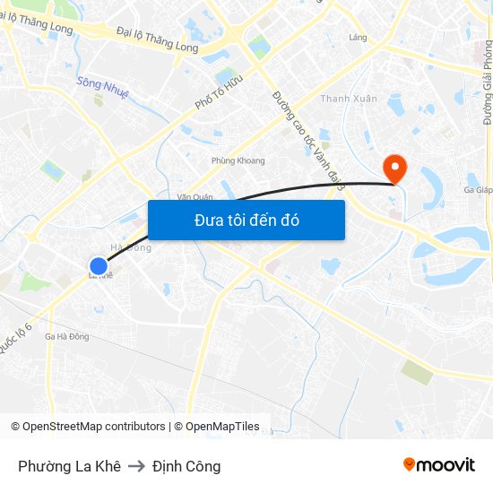 Phường La Khê to Định Công map