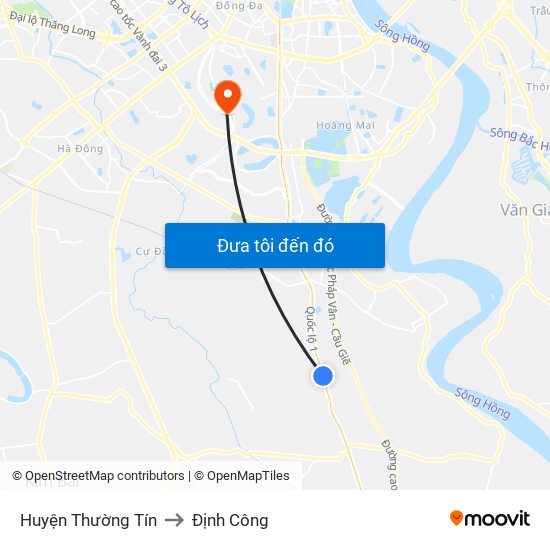 Huyện Thường Tín to Định Công map