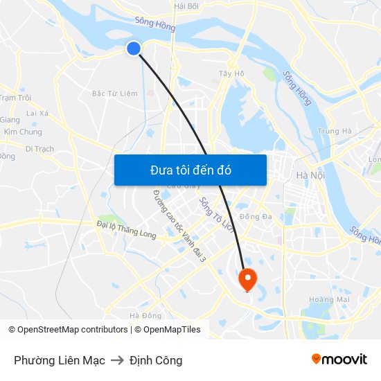 Phường Liên Mạc to Định Công map