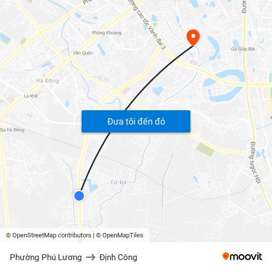 Phường Phú Lương to Định Công map