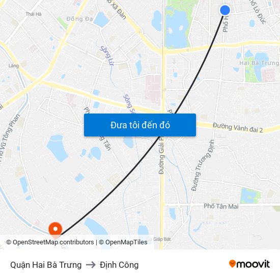Quận Hai Bà Trưng to Định Công map