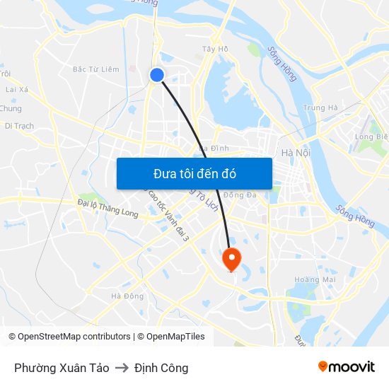 Phường Xuân Tảo to Định Công map