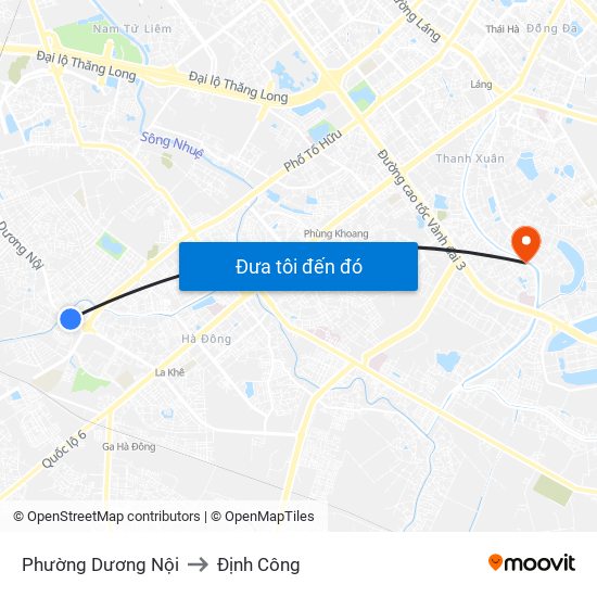 Phường Dương Nội to Định Công map