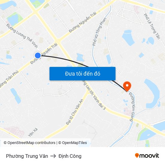 Phường Trung Văn to Định Công map