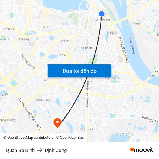 Quận Ba Đình to Định Công map