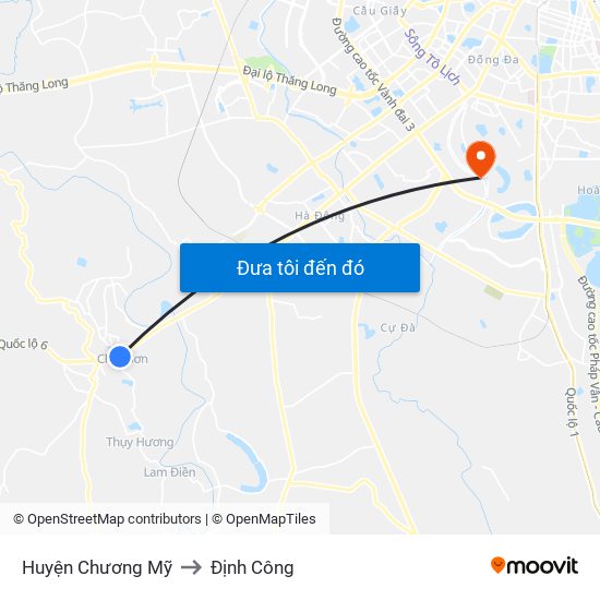 Huyện Chương Mỹ to Định Công map