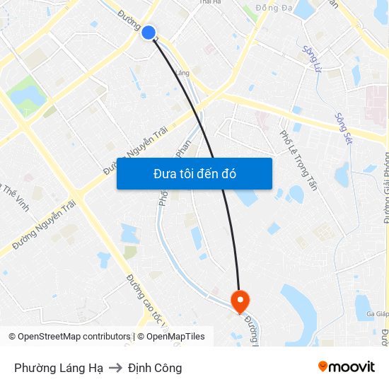 Phường Láng Hạ to Định Công map