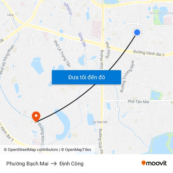 Phường Bạch Mai to Định Công map