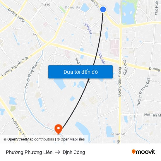 Phường Phương Liên to Định Công map