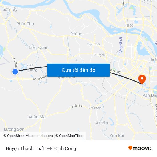 Huyện Thạch Thất to Định Công map