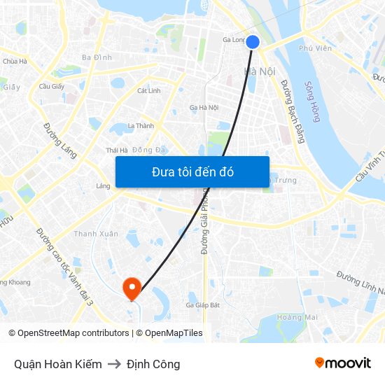 Quận Hoàn Kiếm to Định Công map