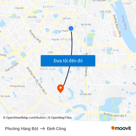 Phường Hàng Bột to Định Công map