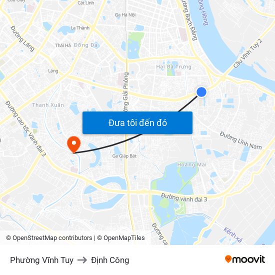 Phường Vĩnh Tuy to Định Công map