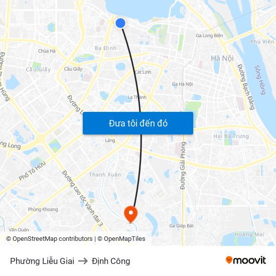 Phường Liễu Giai to Định Công map