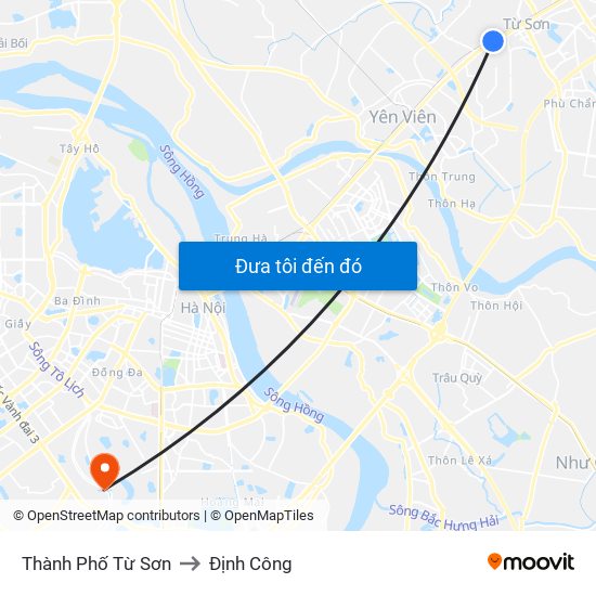 Thành Phố Từ Sơn to Định Công map