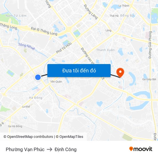 Phường Vạn Phúc to Định Công map