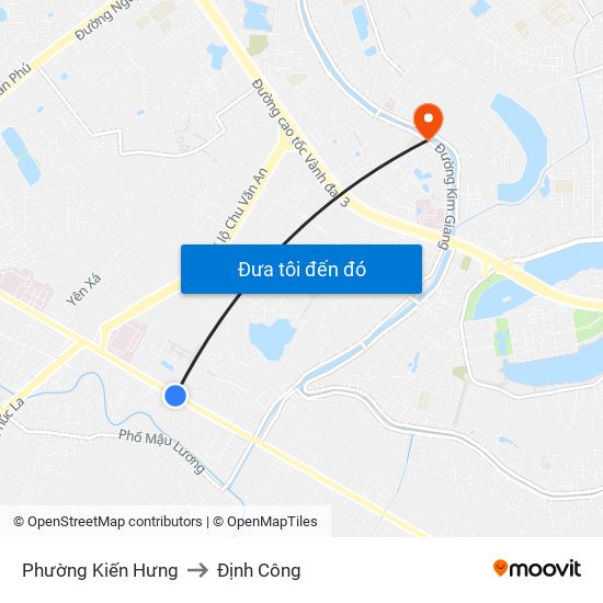 Phường Kiến Hưng to Định Công map