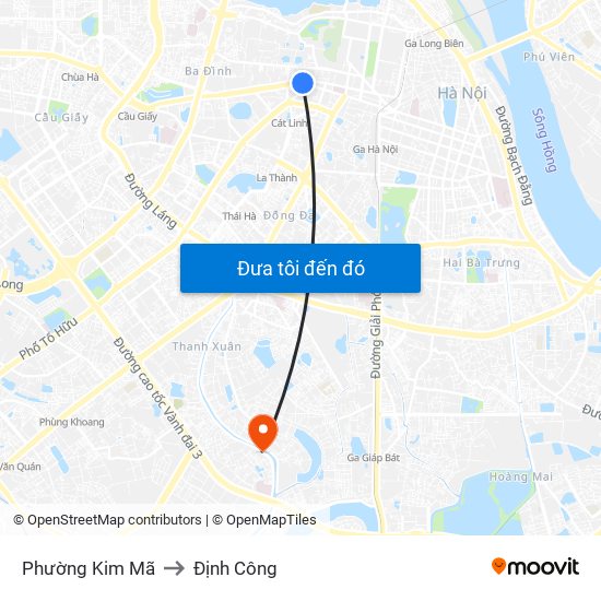 Phường Kim Mã to Định Công map