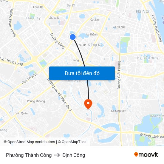 Phường Thành Công to Định Công map