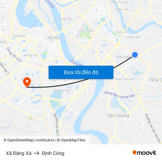 Xã Đặng Xá to Định Công map