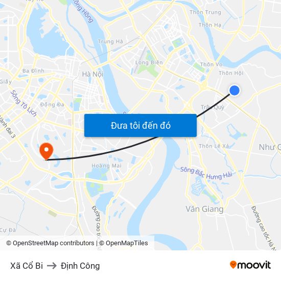 Xã Cổ Bi to Định Công map