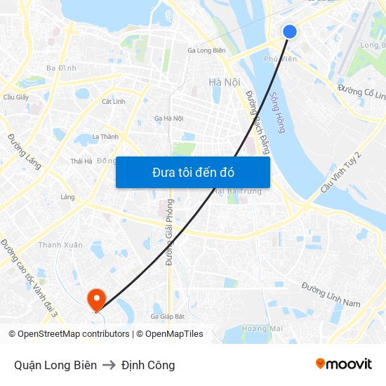 Quận Long Biên to Định Công map