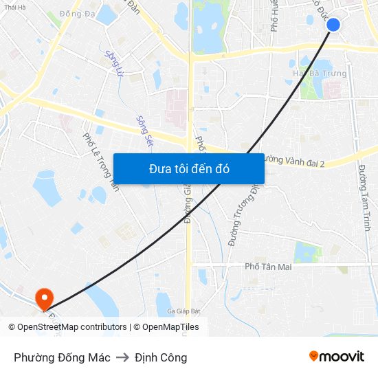 Phường Đống Mác to Định Công map