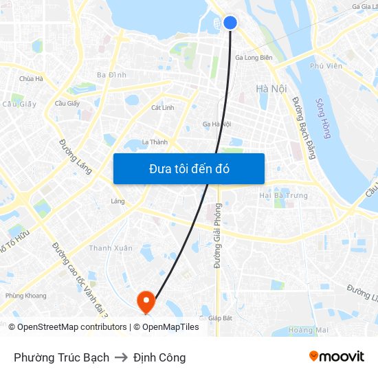 Phường Trúc Bạch to Định Công map