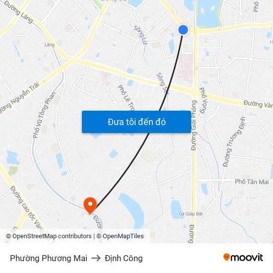 Phường Phương Mai to Định Công map