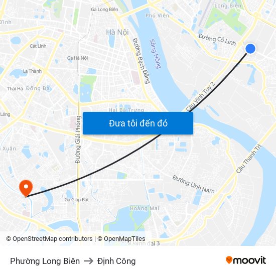 Phường Long Biên to Định Công map