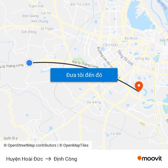 Huyện Hoài Đức to Định Công map