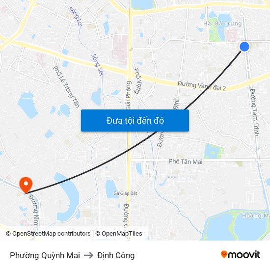 Phường Quỳnh Mai to Định Công map