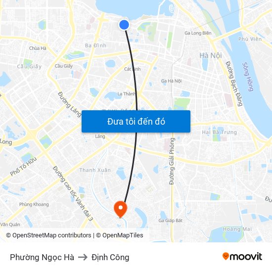 Phường Ngọc Hà to Định Công map