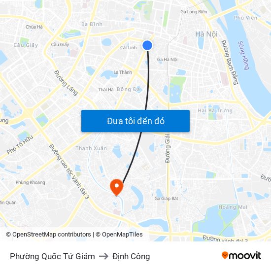 Phường Quốc Tử Giám to Định Công map