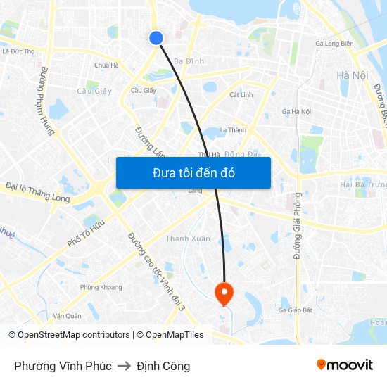 Phường Vĩnh Phúc to Định Công map