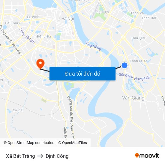 Xã Bát Tràng to Định Công map