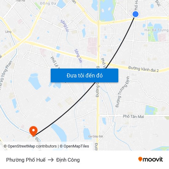 Phường Phố Huế to Định Công map