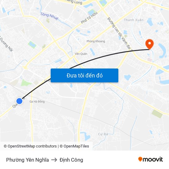 Phường Yên Nghĩa to Định Công map