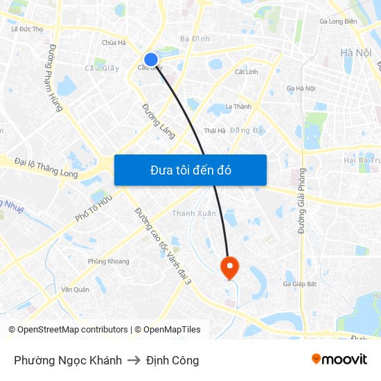 Phường Ngọc Khánh to Định Công map