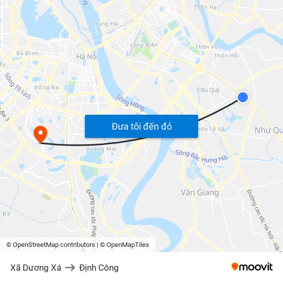 Xã Dương Xá to Định Công map