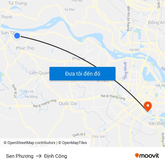 Sen Phương to Định Công map