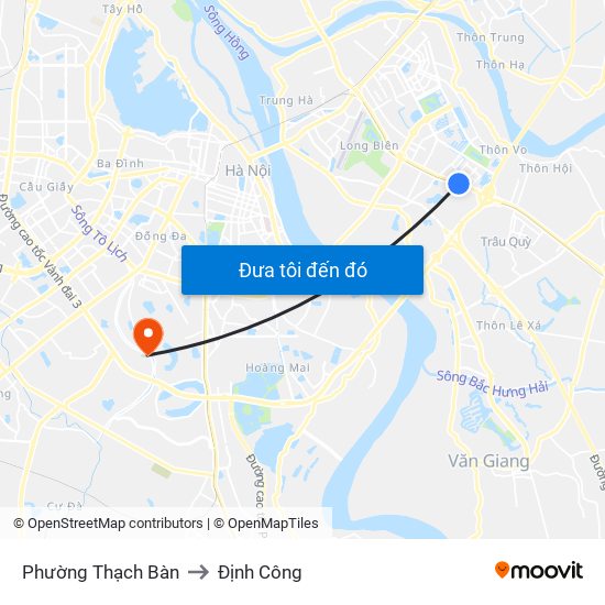 Phường Thạch Bàn to Định Công map